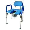 Image of 3-in-1 Width Adjustable Bariatric Commode Shower Chair angled view showing wide frame and supportive armrests