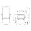 Image of Adjustable High Back Medical Day Chair with Contoured Seat technical dimensions and side profile specification drawing