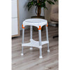 Image of Adjustable Rotating Shower Stool with Tray and Non Slip Feet white height adjustable stool with non slip feet on bathroom floor