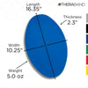 Image of Balance Training Stability Pad for Rehab and Core Strength blue oval pad with dimensions and weight displayed