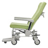 Image of Bariatric Clinical Recliner Chair with Castors 250kg Capacity side view, reclined backrest, padded armrests, medical castor wheels