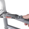 Image of Bariatric Folding Walker with Wheels 317kg Heavy Duty Support close up push to release lever mechanism on frame joint