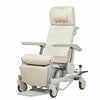 Image of Clinical Convalescent Recliner Chair with Lift-Up Seat, cream medical recliner with armrests and wheeled base