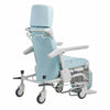 Image of Clinical Convalescent Recliner Chair with Tilt and Legrest rear view, padded backrest, sturdy wheeled base