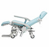 Image of Clinical Convalescent Recliner Chair with Tilt and Legrest side profile recline, wheeled frame, padded arm and footrest