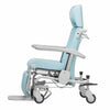 Image of Clinical Convalescent Recliner Chair with Tilt and Legrest side view upright, armrests, headrest, medical-grade wheels
