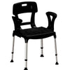 Image of Commode Chair with Backrest Armrests and Non Slip Feet 150kg Capacity black bedside commode chair with removable lid and armrests