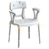Image of Commode Chair with Backrest Armrests and Non Slip Feet 150kg Capacity white commode chair with seat lid arm supports and non slip feet