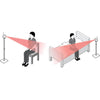Image of Cura1 iBeam Wireless Movement Sensor detection zones illustrated for chair and bed monitoring setup