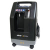 Image of DeVilbiss 1025 10 Litre Home Oxygen Concentrator front view showing handle castor wheels and outlet port