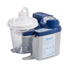 Image of Drive VacuAide 7325 Portable Medical Suction Machine angled side view with clear collection canister and blue housing