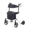 Image of Electric Folding Rollator Walker with Intelligent Power System white mobility walker with padded backrest and storage bag