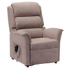 Image of Electric Lift Recliner Chair with Dual Motor - Petite upright beige fabric recliner with side pocket and remote control