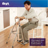 Image of Folding Hemi Walker with Adjustable Height and Hand Grips assists user standing from chair with sturdy frame and dual grip support