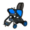 Image of Galaxy Lightweight Electric Wheelchair foldable power chair with blue trim and carbon fibre frame
