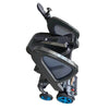 Image of Galaxy Lightweight Electric Wheelchair folded compact power chair with carbon fibre body and blue wheels