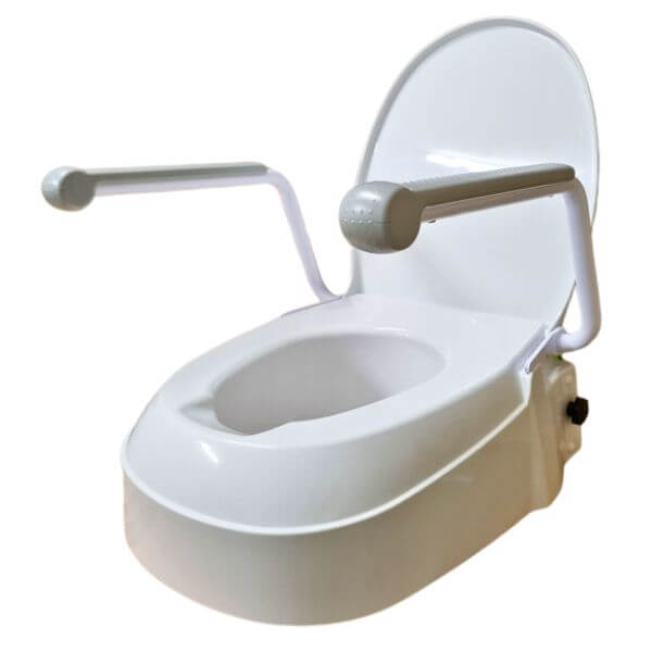 HOMECRAFT Raised Toilet Seat with Armrests Front Left View