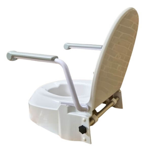 HOMECRAFT Raised Toilet Seat with Armrests Rear Left View