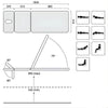 Image of Healthtec 3 Section Electric Treatment Table Adjustable and Australian Made dimensions and adjustable backrest diagram