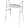 Image of Homecraft Aluminium Shower Stool with Padded Seat adjustable white shower stool with padded seat angled front view