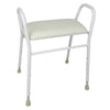 Image of Homecraft Aluminium Shower Stool with Padded Seat adjustable white shower stool with padded seat side angle