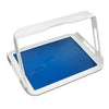 Image of Homecraft Freehand Tray One Hand Carry Tray with Folding Handle white tray with blue non slip surface