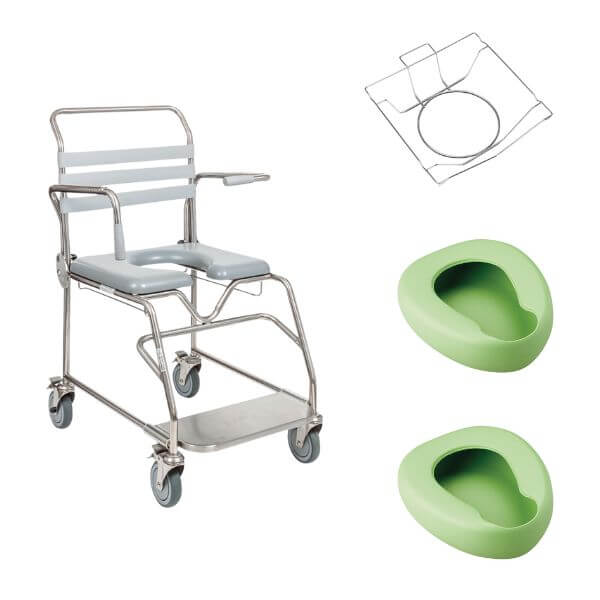 JUVO Bariatric Mobile Shower Commode Sliding Footplate