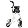 Image of Lightweight Indoor Rollator Walker with One Hand Brake side view showing four wheels and under seat basket
