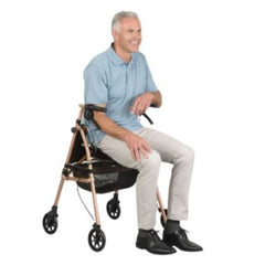 Lightweight Travel Rollator with Seat Man Sitting