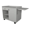 Image of Lockable Splint Storage Cart with Flip Up Shelf closed cart with side shelf, drawer, cabinet door and casters