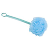 Image of Long Handled Net Bath Sponge Body Washer for Shower and Bath with blue mesh sponge and long handle