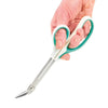 Image of Long Reach Toenail Cutter Scissors with Angled Serrated Blade close up of ergonomic grip and angled cutting blades