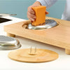 Image of Multi Purpose Food Preparation Board for One Handed Cooking grating cheese on wooden board with stainless steel insert