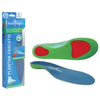 Image of Orthotic Insoles for Heel Pain and Plantar Fasciitis Arch Support Inserts with retail box and blue green insoles