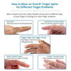 Image of Oval-8 Finger Splint for Trigger Finger & Arthritis instructional guide for multiple finger conditions
