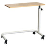 Image of Overbed Table with Gas Lift 90 x 39cm overbed table with light wood top and white wheeled base