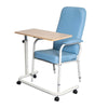 Image of Overbed Table with Gas Lift 90 x 39cm positioned in front of chair for seated use