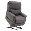 Image of Quad Motor Electric Lift Recliner Chair with Lumbar Support raised lift position in dark blue upholstery