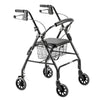 Image of Seat Walker with Hand Brakes Curved Backrest and Storage Basket black rollator walker with padded seat