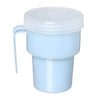 Image of Spillproof Drinking Cup with Handle and Lid light blue plastic cup with secure screw lid and side handle