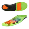 Image of Sports Orthotic Insoles with Arch Support and Gel Cushioning top and bottom view with heel and forefoot pads