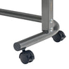 Image of Spring Lift Overbed Table 79 x 39cm close-up of castor wheels and metal base support