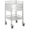 Image of Stainless Steel Dressing Trolley 2 Drawers and Shelf with locking castors and lower tray