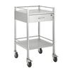 Image of Stainless Steel Dressing Trolley with Lockable Drawer and Shelf on four swivel castors