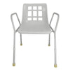 Image of Steel Shower Chair with Backrest & Armrests adjustable height bathroom shower seat front view