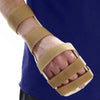 Image of Synergy Thermoplastic Splinting Material custom hand splint with beige straps supporting wrist and fingers