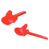 Image of Therapy Feeding Spoon for Lip Closure Training red plastic adaptive spoon with angled handle