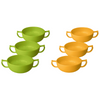 Image of Two-Handled Ceramic Soup Bowl For Seniors Green And Yellow