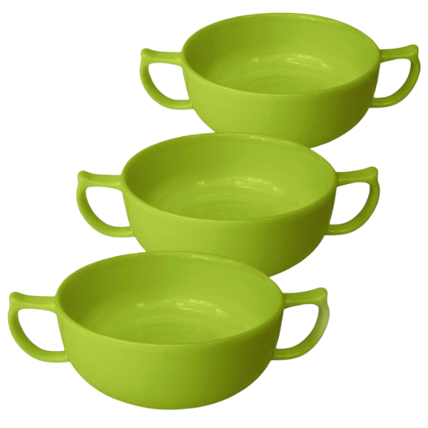Two-Handled Ceramic Soup Bowl For Seniors Green