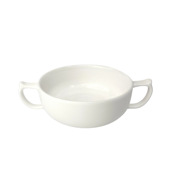 Two-Handled Ceramic Soup Bowl For Seniors White Sample